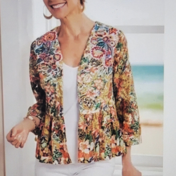 Soft Surroundings Ariege Jacket Floral Collage Medium # 432 - Picture 8 of 8